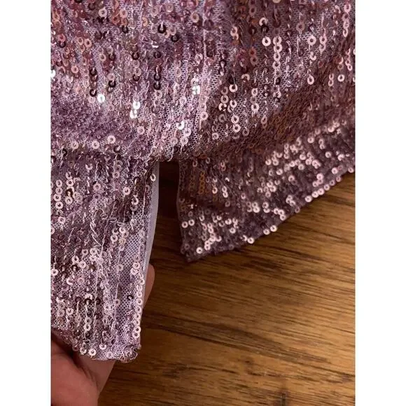 B47 Mac Duggal Sequined Ruched One Shoulder Gown Dress 6 Sparkly Y2K Glam